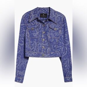 NWT Etro Paisley Cropped Denim Jacket SZ IT42/US6
